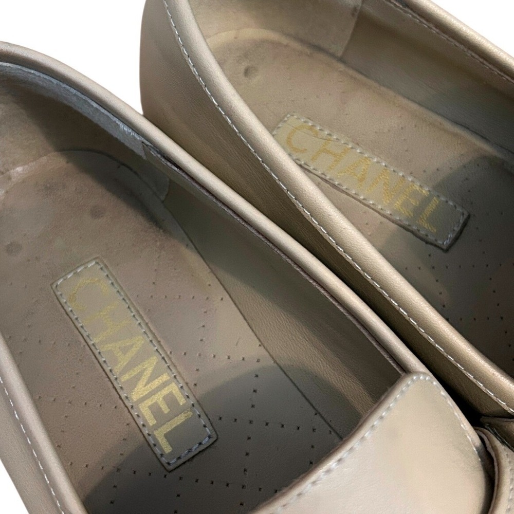 Chanel Beige Tan Lambskin Leather CC Logo Penny Loafers G37435 Size 40C - Picture 15 of 16